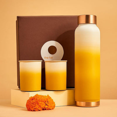 Premium Copper Wellness Gift Set: 900ml Bottle & Two 250ml Glasses