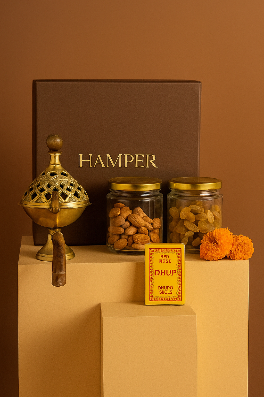 Spiritual Purification Dhoop Dani Hamper with Incense & Raisin Gift Jar